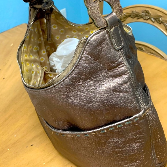 Brighton VTG Kodiak Soft Pebbled Leather 4-pocket Purse Metallic/Bronze Hobo Bag - Picture 6 of 9